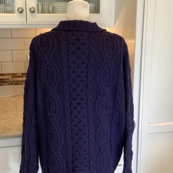 Men’s Aran Crafts Merino Wool Zip Front Cardigan Size Large - Picture 3 of 7